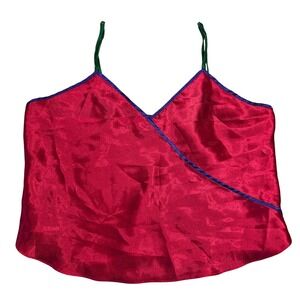 Vintage Victorias Secret Cami Top Womens M Pink Satin Lounge Preppy Sleep Sexy